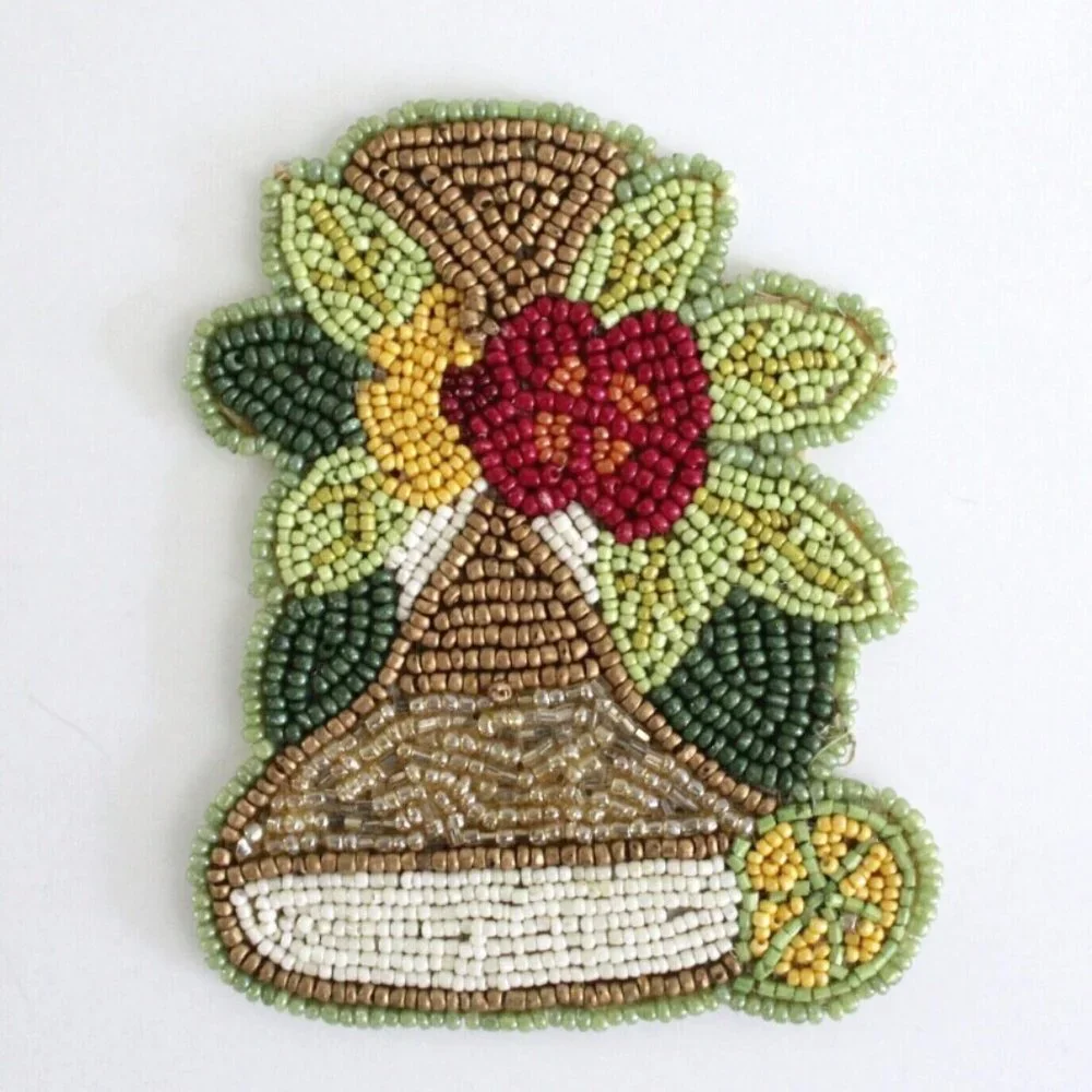 Pier 1 Beaded Floral Orchid Coasters Set of 5